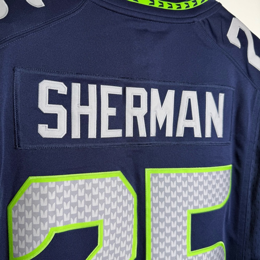 Nike NFL Seattle Seahawks 25 Sherman Football Jersey Adult Size Large Navy - Picture 6 of 14